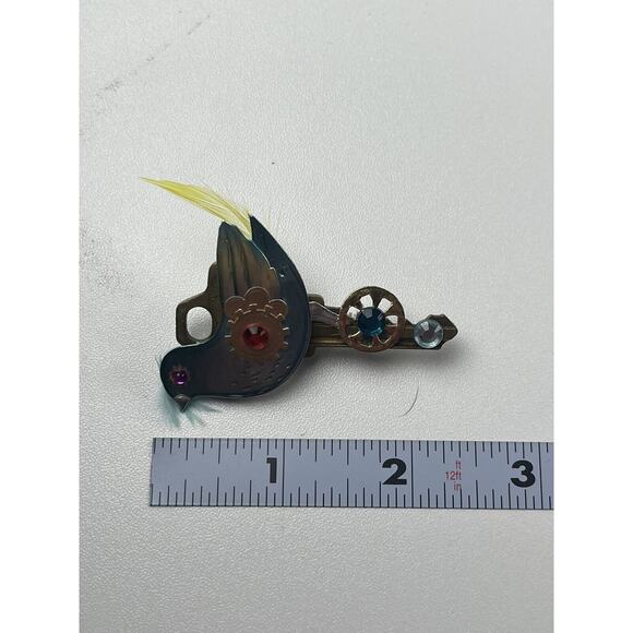 AR Joy Signed Bespoke Brooch Bird Key Feathers 2014 - Picture 2 of 10